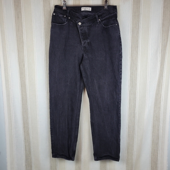 Abercrombie & Fitch The Dad High Rise‎ Jeans Black Size 31/12 - Picture 1 of 8